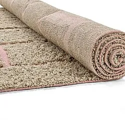 Tapis à poils longs - Lindley Natural Cotton Shaggy (bež/roza)