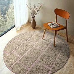 Tapis rond - Lindley Natural Cotton Shaggy (bež/roza)