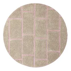 Tapis rond - Lindley Natural Cotton Shaggy (bež/roza)