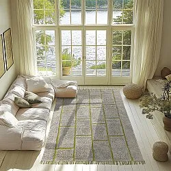 Tapis à poils longs - Lindley Natural Cotton Shaggy (siva/zelena)