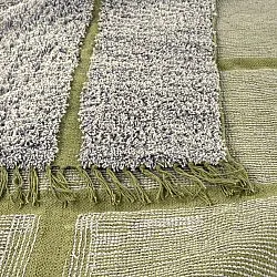 Tapis à poils longs - Lindley Natural Cotton Shaggy (siva/zelena)