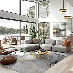 Tapis Wilton - Manilva (gris/blanc/doré)