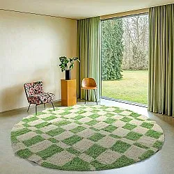 Tapis rond - Maranello Natural Cotton Shaggy (vert)