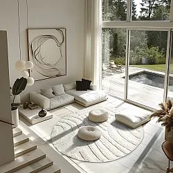 Tapis rond - Margo Natural Cotton Shaggy (blanc cassé)