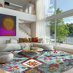 Tapis rond - Misare (bleu/multicolore)
