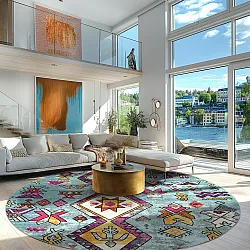 Tapis rond - Misare (bleu/multicolore)