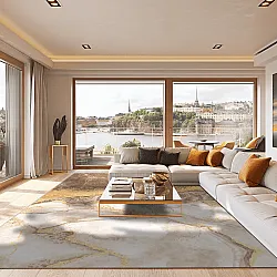 Tapis Wilton - Padova (marron/blanc/doré)