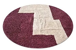 Tapis rond - Ricco Natural Cotton Shaggy (blanc cassé/bordeaux)