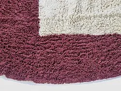 Tapis rond - Ricco Natural Cotton Shaggy (blanc cassé/bordeaux)