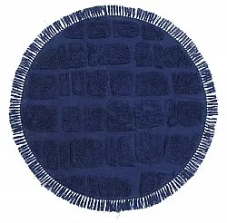 Tapis rond - Salem Natural Cotton Shaggy (bleu foncé)