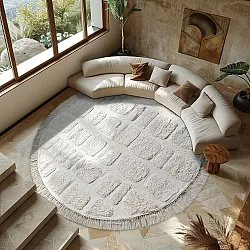 Tapis rond - Salem Natural Cotton Shaggy (blanc cassé)
