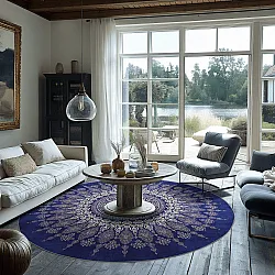 Tapis rond - Sandrigo (bleu/beige)