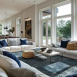Tapis Wilton - Santi (bleu/beige)