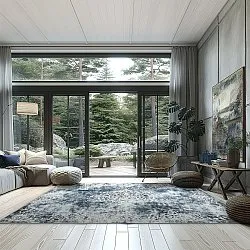 Tapis Wilton - Santi (gris bleuté/blanc)