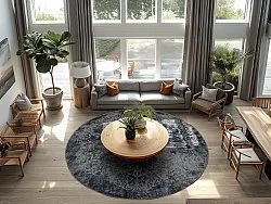 Tapis rond - Santi (gris bleuté/blanc)
