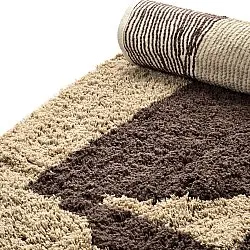 Tapis rond - Siberia Natural Cotton Shaggy (beige/marron)