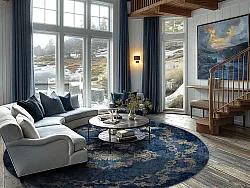 Tapis rond - Taknis (bleu)