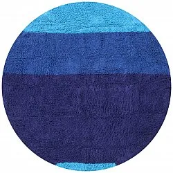 Tapis rond - Taro Natural Cotton Shaggy (bleu)