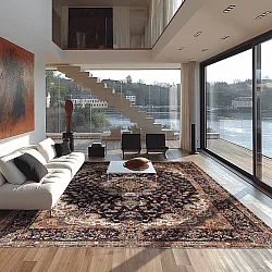 Tapis Wilton - Vakifli (noir/multicolore)