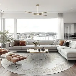 Tapis rond - Valenza (blanc/beige)