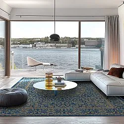 Tapis Wilton - Vinadio (bleu/doré)