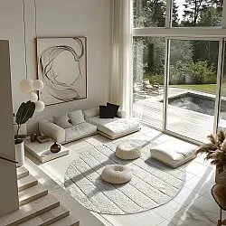 Tapis rond - Willow Natural Cotton Shaggy (blanc cassé)