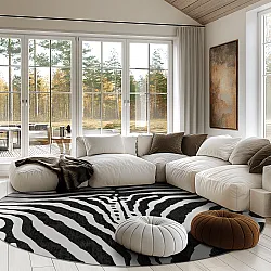 Tapis rond - Zebra (noir/blanc)