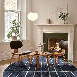 Tapis rond - Zola Natural Cotton Shaggy (bleu)