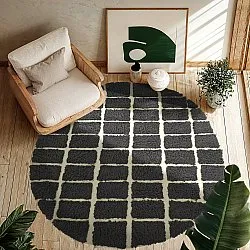 Tapis rond - Zola Natural Cotton Shaggy (gris foncé)