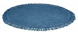 Tapis rond - Alba Natural Cotton Shaggy (bleu)