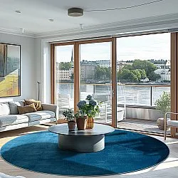 Tapis rond - Artena (bleu foncé)