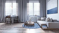 Tapis rond - Menfi (bleu)