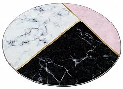 Tapis rond - Savino (noir/blanc/rose)
