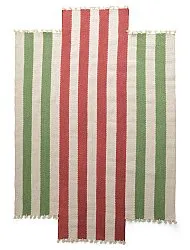 Tapis en laine irrégulière - Kystaro (crème/vert/rouge)