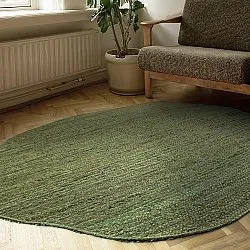 Tapis rond irrégulier en jute - San Francisco (vert militaire)