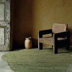 Tapis rond irrégulier en jute - San Francisco (vert militaire)