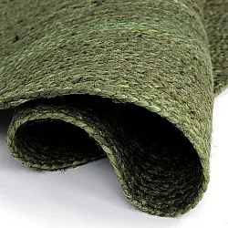 Tapis rond irrégulier en jute - San Francisco (vert militaire)