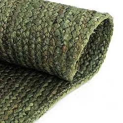 Tapis rond irrégulier en jute - San Francisco (vert militaire)