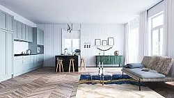 Tapis Wilton - Padova (bleu/blanc/doré)