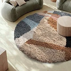 Tapis rond - Cefalu Natural Cotton Shaggy (multicolore)