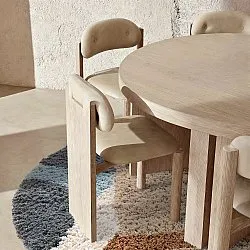 Tapis rond - Cefalu Natural Cotton Shaggy (multicolore)