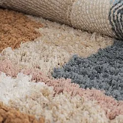 Tapis rond - Cefalu Natural Cotton Shaggy (multicolore)