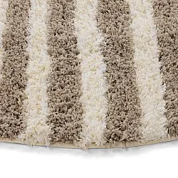 Tapis rond - Thira Stripe Cotton Shaggy (crème/taupe)