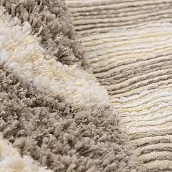Tapis rond - Thira Stripe Cotton Shaggy (crème/taupe)