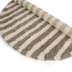 Tapis rond - Thira Stripe Cotton Shaggy (crème/taupe)