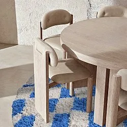 Tapis rond - Atrani Natural Cotton Shaggy (bleu)