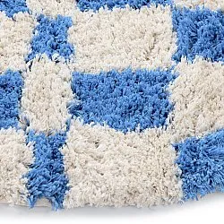 Tapis rond - Atrani Natural Cotton Shaggy (bleu)