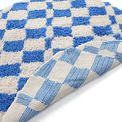 Tapis rond - Atrani Natural Cotton Shaggy (bleu)