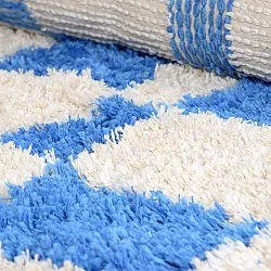 Tapis rond - Atrani Natural Cotton Shaggy (bleu)