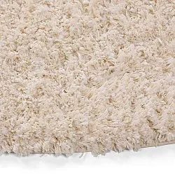 Tapis rond - Begur Natural Cotton Shaggy (blanc cassé/bordeaux)